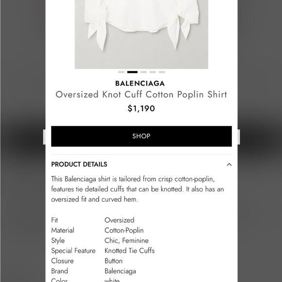 Balenciaga Oversized White Cotton Shirt NWT - Picture 3 of 10